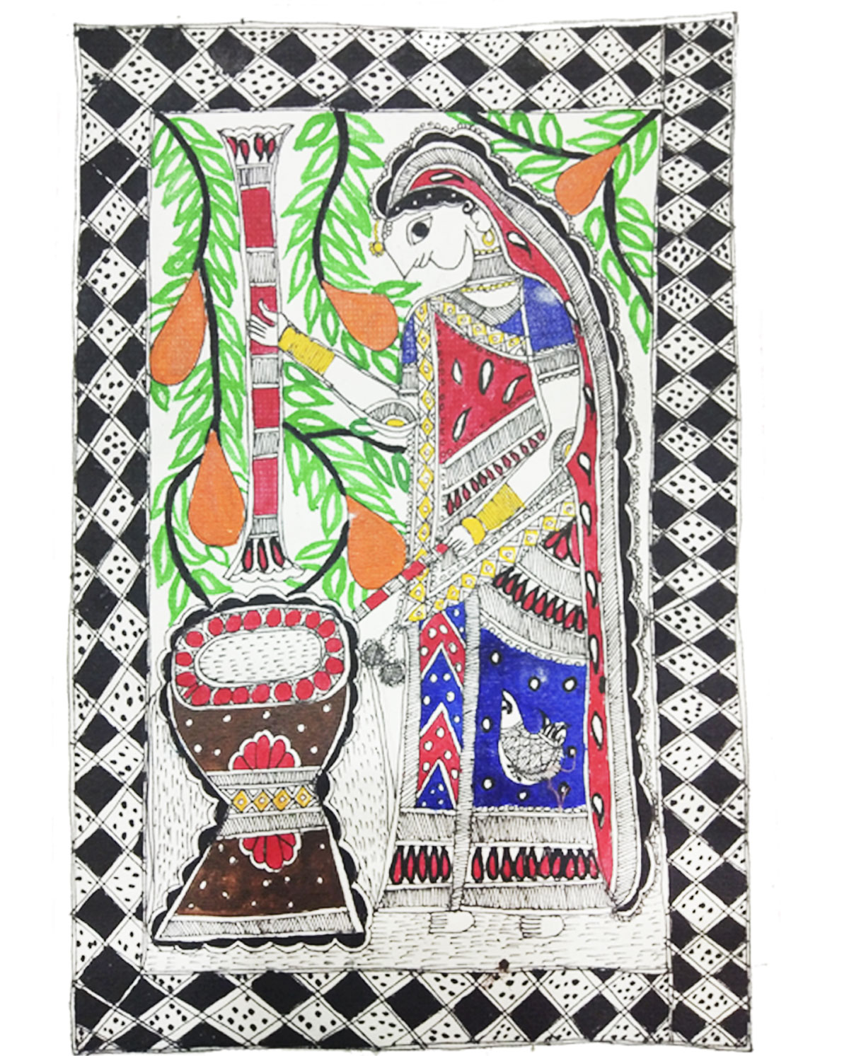 Mithila Lady-Madhubani Painting
